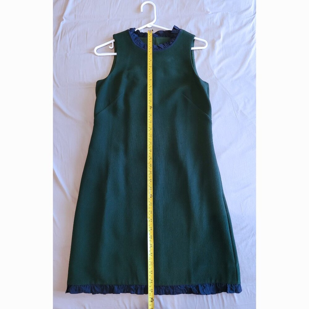 NWT J. Crew Dark Forest Green Shift Dress with Navy Trim (0) - Picture 8 of 13